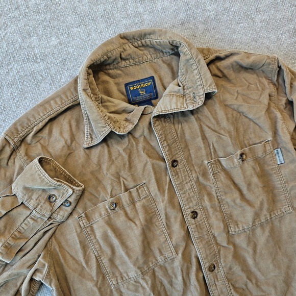Woolrich Other - Woolrich Mens Corduroy Button Down Shirt Tan Khaki Long Sleeve Size Medium